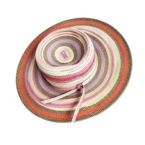 **Old County Road Colorful Striped Straw Beach Hat